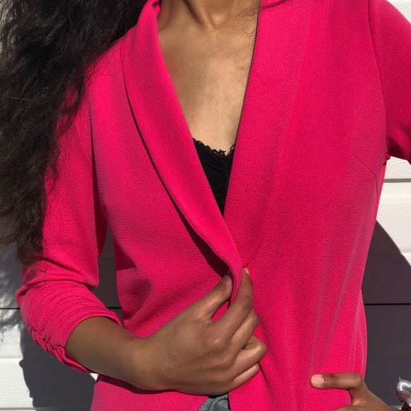 Pink Magenta Jacket Button Classic 3/4 Sleeve - Picture 2 of 4